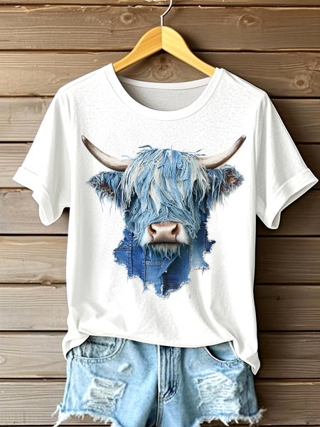 

Vintage Animal Crew Neck Short Sleeve T-shirt, White, T-shirts