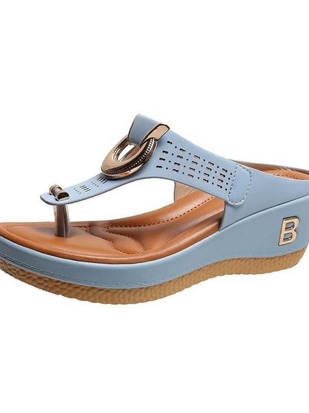 

Summer Color Block Pu Western Style Slide Sandals, Sky blue, Sandals & Slippers