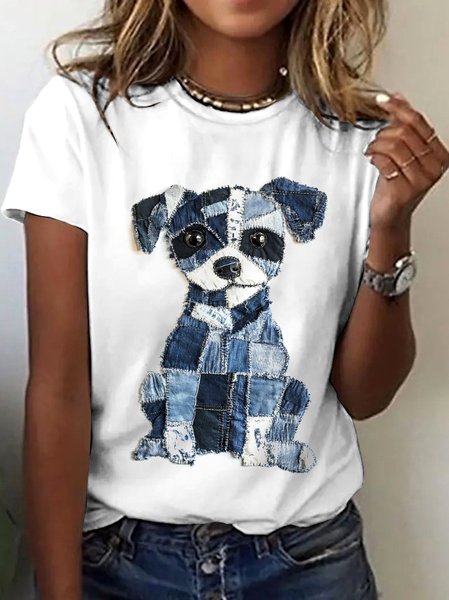 

Vintage Animal Crew Neck Short Sleeve T-shirt, White, T-shirts