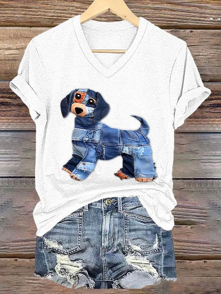 

Vintage Animal Crew Neck Short Sleeve T-shirt, White, T-shirts