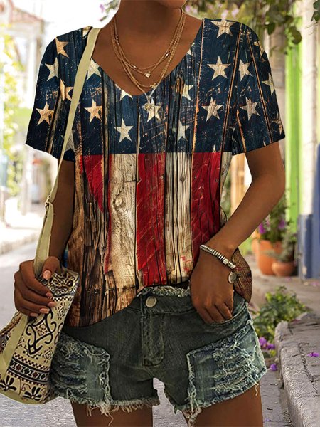 

Vintage Animal Crew Neck Short Sleeve T-shirt, Blue, T-shirts