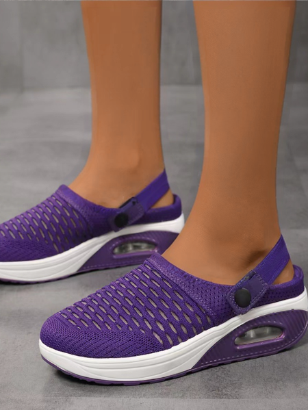 

Half-slip Breathable And Lightweight Rear-lace Elastic Band Xiafei Woven Toe Solid Color Women's Sports Style Two-way Sandals, Purple, Slippers