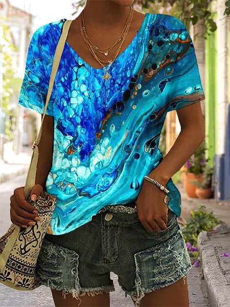 

Vintage Animal Crew Neck Short Sleeve T-shirt, Blue, T-shirts