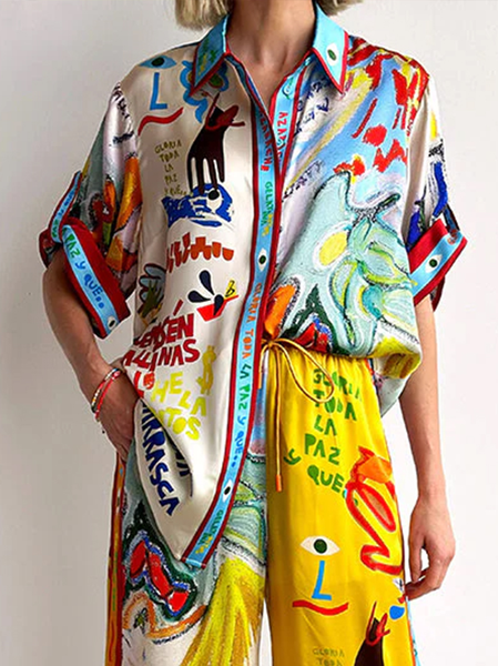 

Vacation Tropical Printing Shirt, As picture, Blouses and Shirts