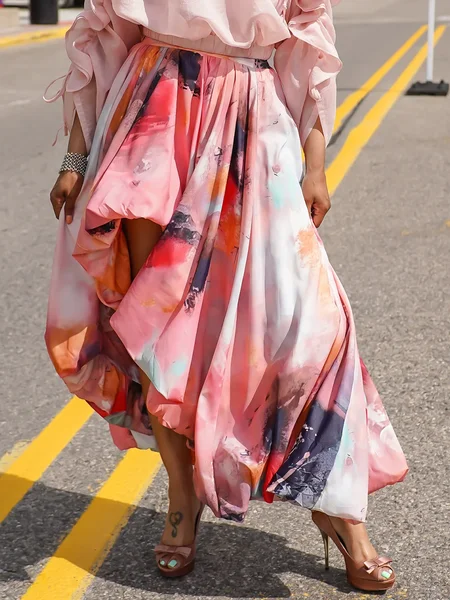 

Urban Printing Ombre Maxi Skirt, As picture, Skirts