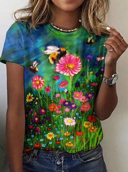 

Vintage Animal Crew Neck Short Sleeve T-shirt, Green, T-shirts