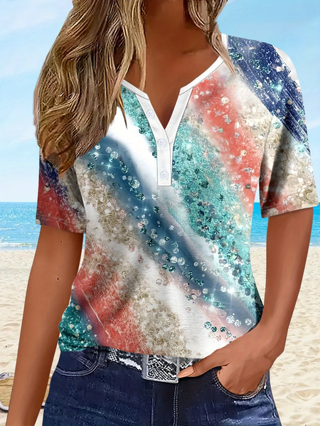 

Women Abstract Short Sleeve Tee T-shirt Crew Neck Printing Casual Summer Graphic Tee Top, As picture, T-Shirts