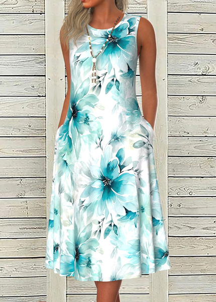 

Women Floral Summer Dress V Neck Short Sleeve A-Line Dress, As picture, Dresses