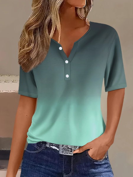 

Women Ombre Short Sleeve Tee T-shirt Crew Neck Printing Casual Summer Graphic Tee Top, Green, T-Shirts