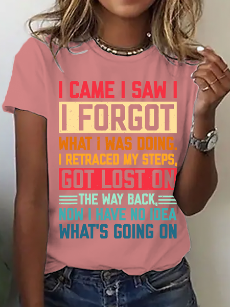 

Women Text Letters Short Sleeve Tee T-shirt Crew Neck Casual Summer Top, Orange pink, T-Shirts