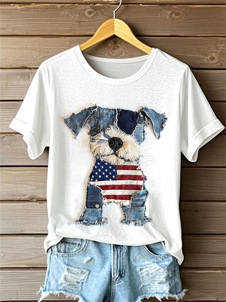 

Vintage Animal Crew Neck Short Sleeve T-shirt, White, T-shirts