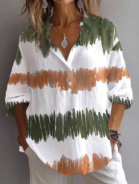 

Women Abstract Long Sleeve Shirt Spring/Fall Printing Shirt Collar Daily Casual Top, As picture, Shirts