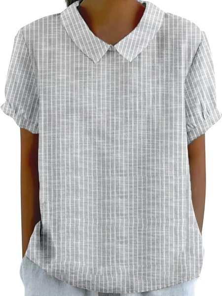 

Cotton Casual Blouse, Light gray, Blouses & Shirts