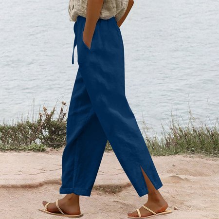 

Plain Regular Fit Pants, Navyblue, Pants