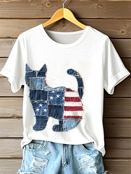 

Vintage Animal Crew Neck Short Sleeve T-shirt, White, T-shirts