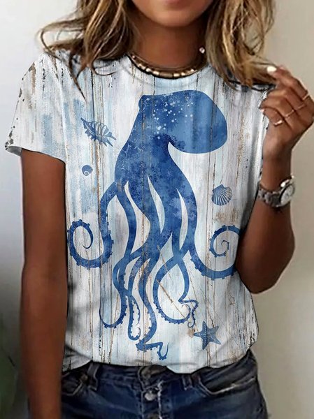 

Vintage Animal Crew Neck Short Sleeve T-shirt, White, T-shirts