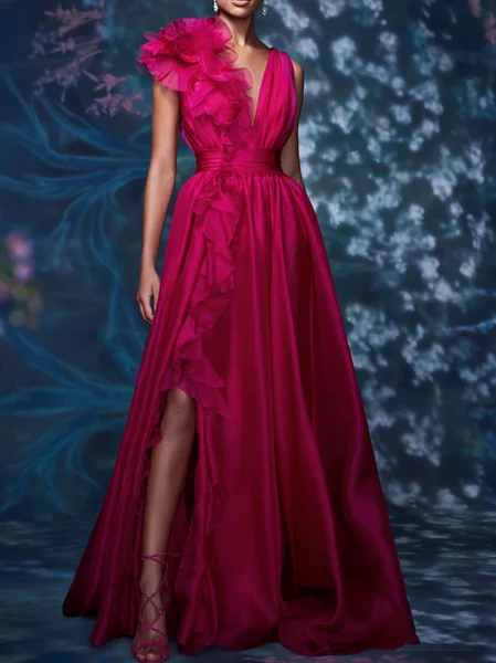 

Elegant Plain 3D Floral Maxi Dress, Pink, Maxi Dresses