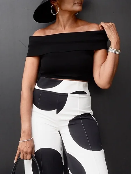 

Urban Plain Off The Shoulder T-shirt, Black, Tees
