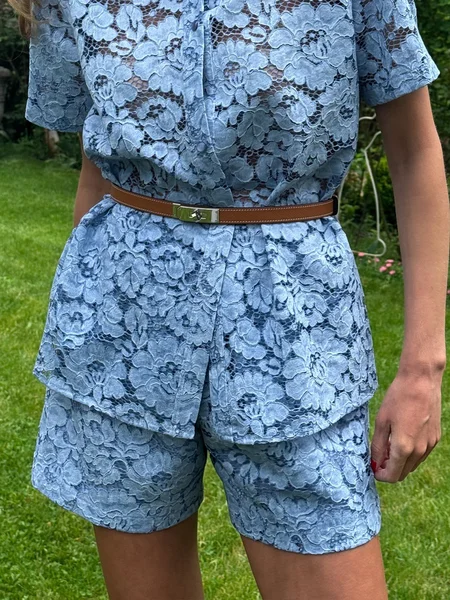 

Urban Plain Lace Shorts, Blue, Shorts