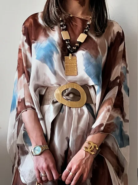 

Vacation Gradient Pattern Printing Crew Neck Blouse, As picture, Blouses and Shirts