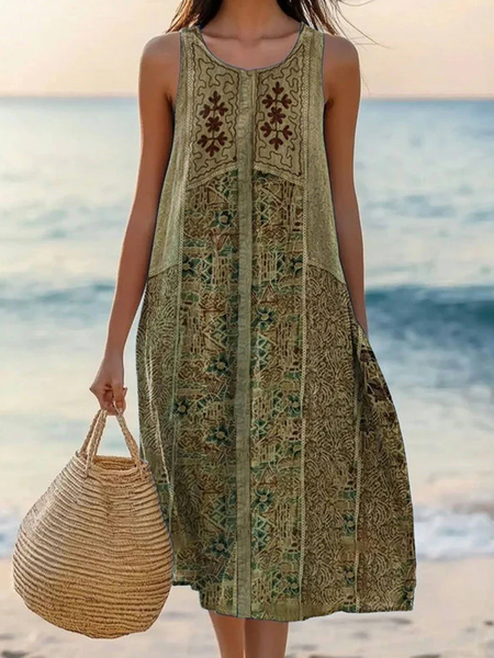

Women Floral Summer Dress V Neck Sleeveless A-Line Dress, As picture, Dresses