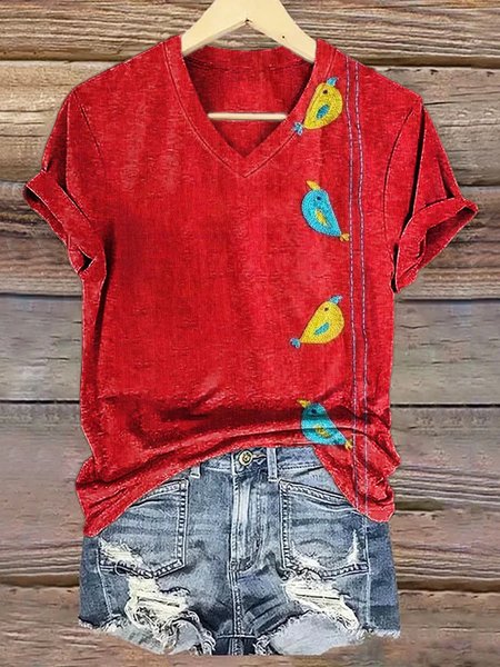 

Vintage Animal Crew Neck Short Sleeve T-shirt, Red, T-shirts