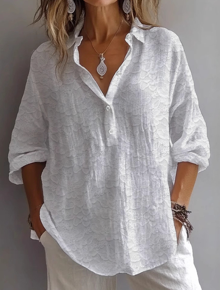 

Women Floral Long Sleeve Shirt Spring/Fall Printing Shirt Collar Daily Casual Top, White, Shirts