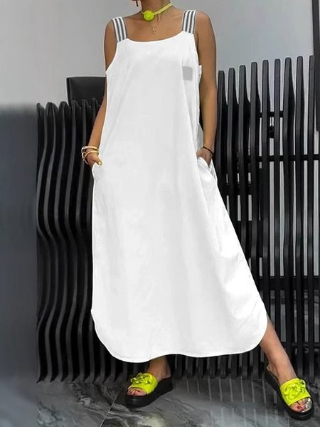 

Casual Plain Spaghetti Maxi Dress, White, Maxi Dresses