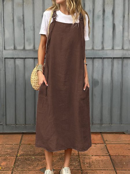 

Casual Plain Spaghetti Maxi Dress, Brown, Maxi Dresses