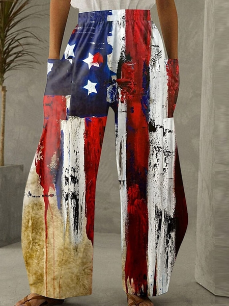 

Women America Flag Long Pants Casual Spring/Fall Trousers, As picture, Pants