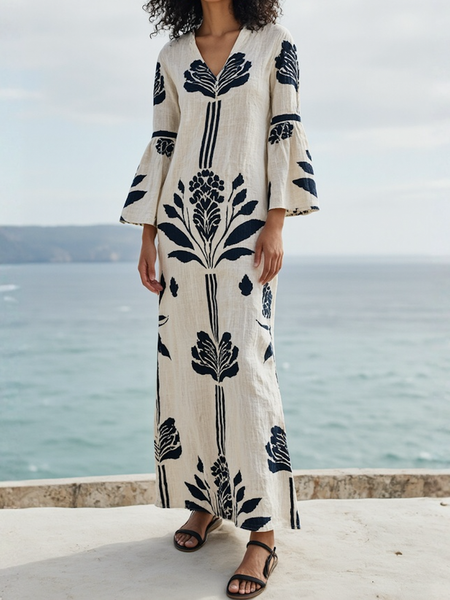 

Vacation Ethnic Geometry Maxi Dress, As picture, Maxi Dresses