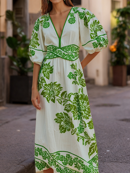 

Vacation Tropical Midi Dress, Green, Midi Dresses