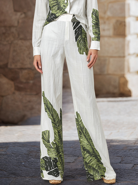 

Vacation Tropical Wide Leg Pants, As picture, Pants