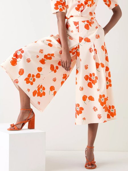 

Urban Floral Printing Wide Leg Pants, As picture, Pants