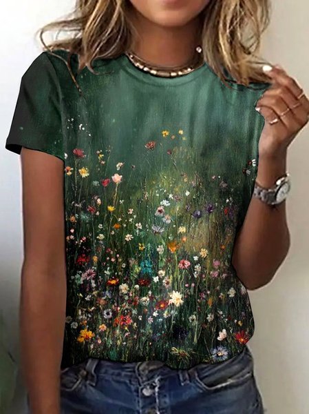 

Vintage Animal Crew Neck Short Sleeve T-shirt, Green, T-shirts
