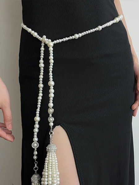 

Elegant Plain Pearl Waist Chain, As picture, Belts