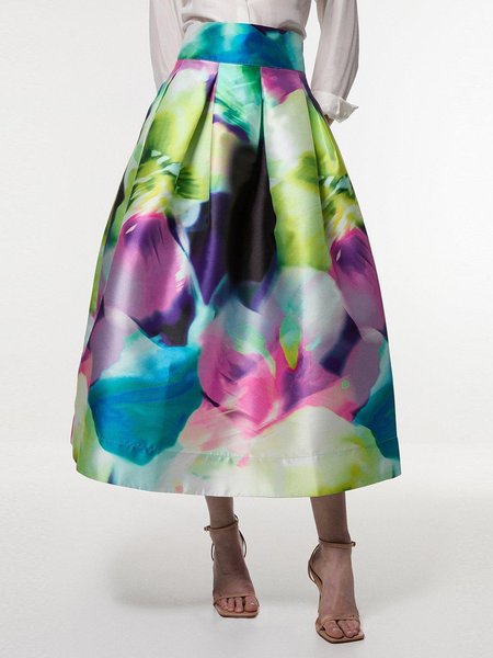 

Elegant Printing Random Print Midi Skirt, As picture, Skirts