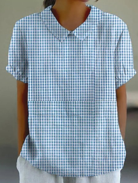 

Women Geometric Short Sleeve Tee T-shirt Stand Collar Printing Casual Summer Top, Color19, T-Shirts