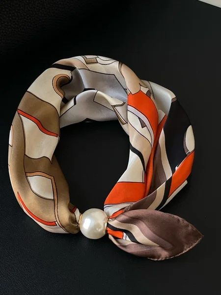 

Urban Geometric Silk Scarf, Orange, Gloves
