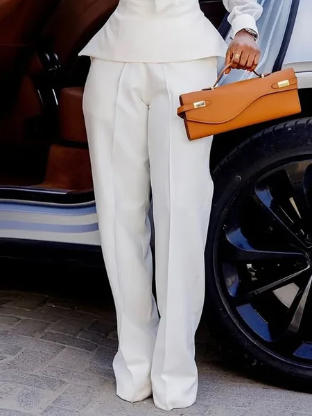 

Urban Plain Straight Pants Fashion Pants, White, Pants