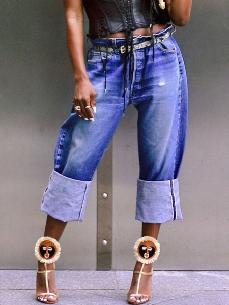 

Denim Loose Casual Jeans, Blue, Jeans