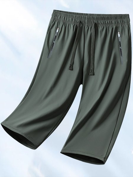 

Women Plain Capris Straight Pants Casual Summer Shorts, Army green, Shorts