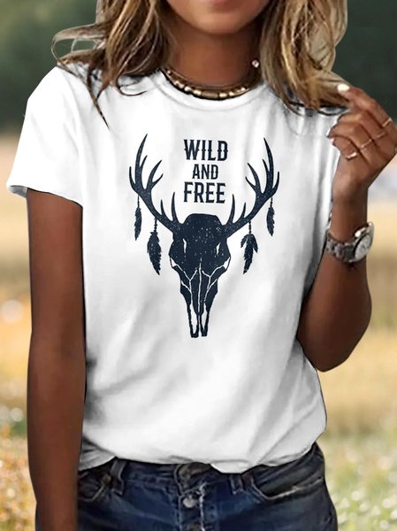 

Vintage Animal Crew Neck Short Sleeve T-shirt, White, T-shirts
