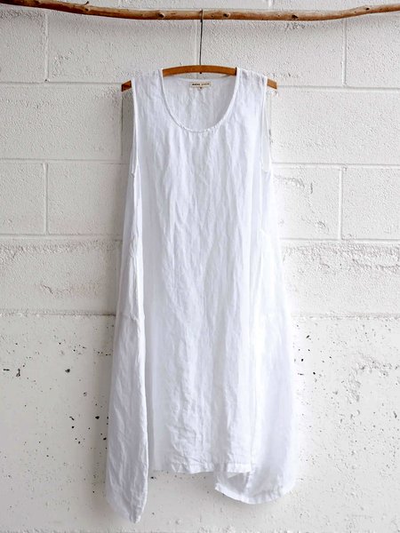 

Women Plain Summer Dress Crew Neck Sleeveless A-Line Dress, White, Midi