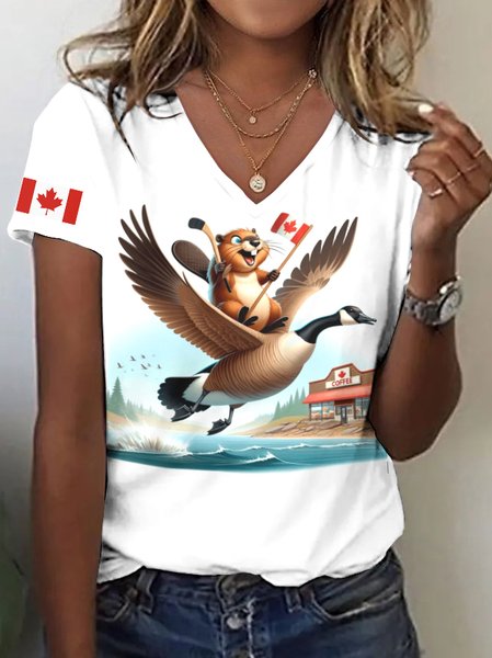 

Vintage Animal Crew Neck Short Sleeve T-shirt, White, T-shirts
