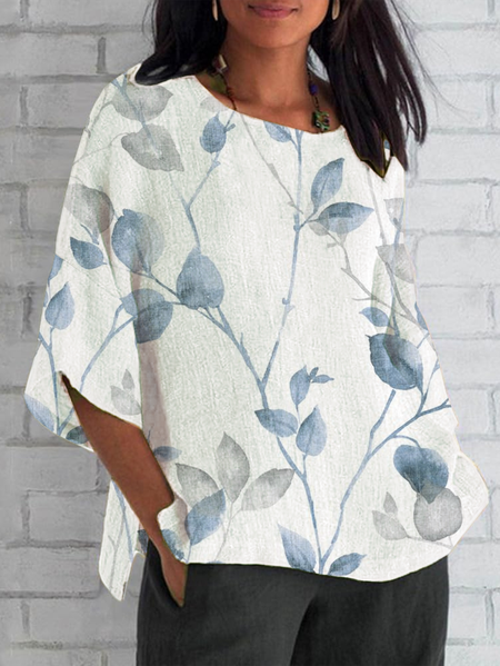 

Women Floral Half Sleeve Tee T-shirt Crew Neck Casual Summer Top, White, T-Shirts