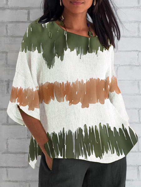 

Women Abstract Half Sleeve Tee T-shirt Crew Neck Casual Summer Top, As picture, T-Shirts
