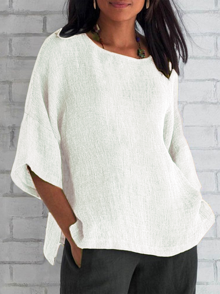 

Women Plain Half Sleeve Tee T-shirt Crew Neck Casual Summer Top, White, T-Shirts