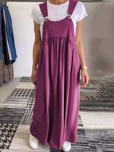 

Casual Plain Spaghetti Maxi Dress No Inside T-shirt, Fuchsia, Maxi Dresses