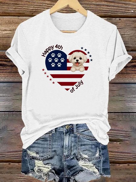 

Vintage Animal Crew Neck Short Sleeve T-shirt, White, T-shirts